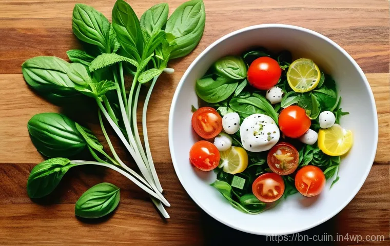 신선한 허브로 만드는 채식 요리의 매력 - **A Vibrant Kitchen Herb Garden:**
    "A bright, naturally lit kitchen scene featuring a thriving h...