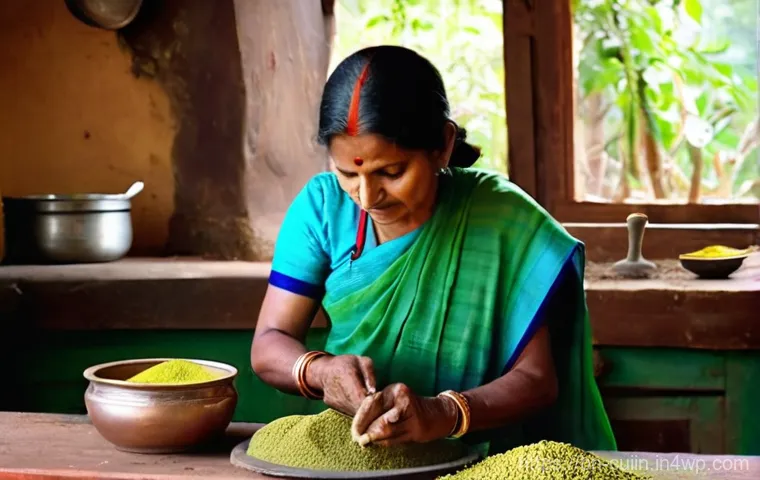 영양가 있는 채식 요리의 풍미를 높이는 법 - Prompt 1: The Art of Spice Grinding in a Bengali Kitchen**