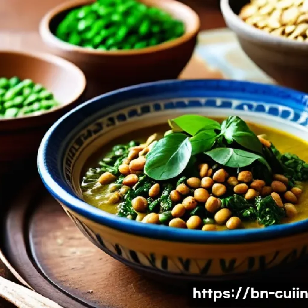식물성 단백질로 풍미를 더하는 요리 - A vibrant and detailed still life composition of fresh Bengali vegetables rich in plant protein, inc...