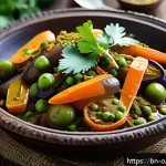 Home 18 채식 요리의 깊이를 위한 조리법 분석 - A vibrant, close-up image of a traditional Bengali vegetable dish featuring freshly cooked eggplants...