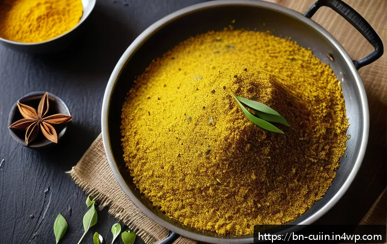 비건 요리에서의 특별한 풍미 조화 방법 - A vibrant, close-up composition of fresh Bengali kitchen ingredients featuring cumin powder being ge...